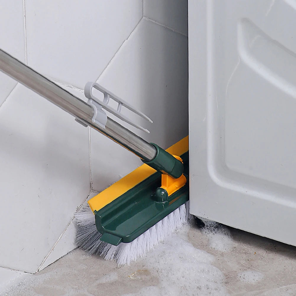 3-in-1 Bodenbürste mit rechtwinkligen Borsten und Schaber, Fugenbürste mit langem Griff, Bodenwischer für Dusche, Badewanne, Fliesenboden