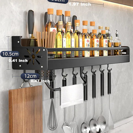 Mensola organizer da cucina, portapipe da parete, portacoltelli da cucina, condimenti da parete, bacchette, cucchiaio, paletta per riporre gli utensili