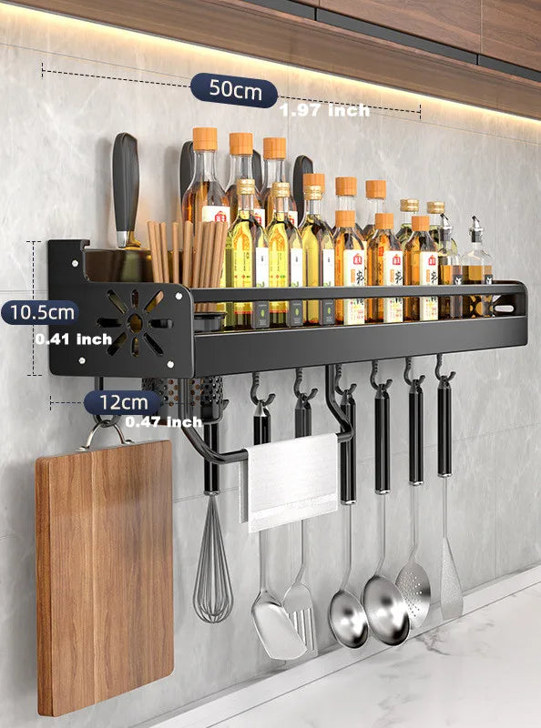Scaffale per organizer da cucina Scaffale per spezie a parete Portacoltelli da cucina Condimento a parete Bacchette Cucchiaio Pala per riporre Sheif