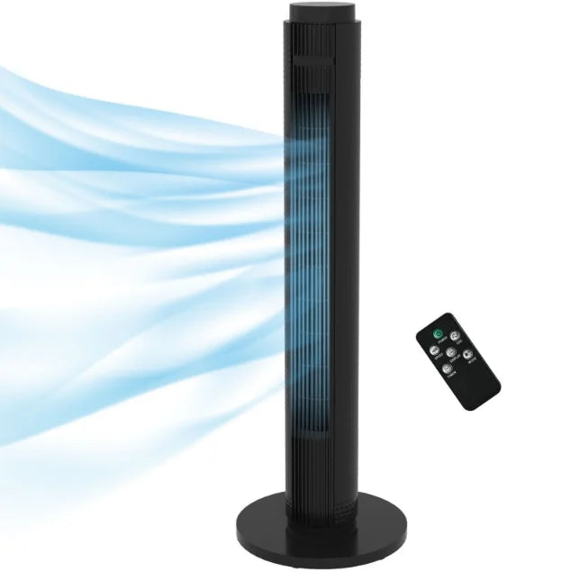 Ventilatore a Torre da 79 cm 60W, RINFRESCATORE A TORRE, Ventilatore a Torre Senza Pale Verticale con 3 Velocità Regolabili e Telecomando, Raffrescatore d'Aria Silenzioso Oscillante per Camera da Letto, Soggiorno, Ufficio