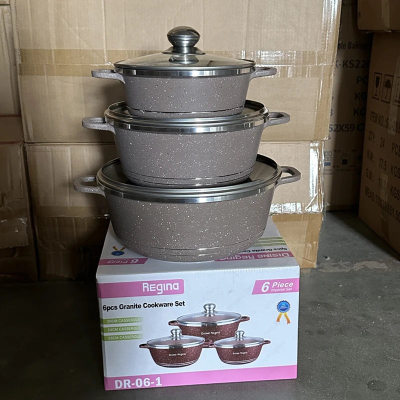 Set di Pentole in Alluminio Nero con Rivestimento in Granito Antiaderente, 20 24 28 32 36 40 44cm