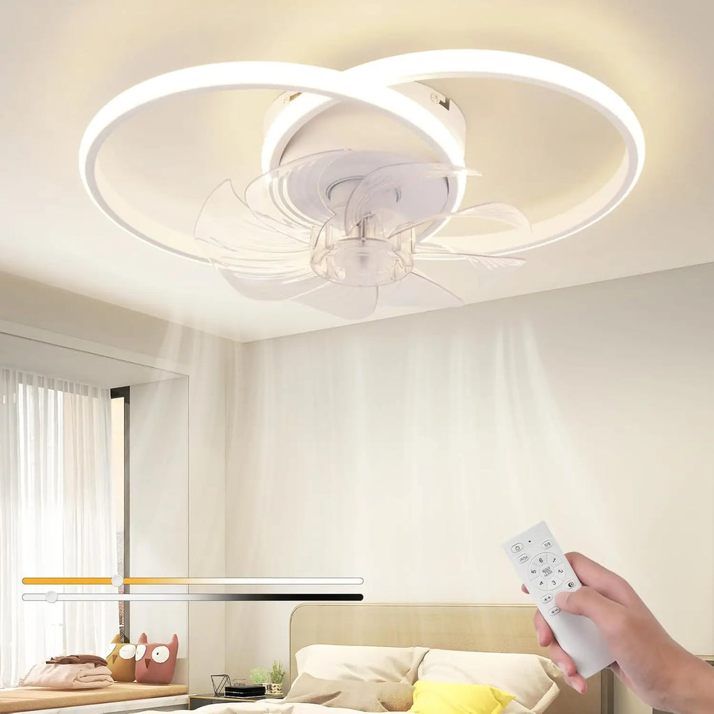 Ventilatore da soffitto a LED con luce bianca 36W, silenzioso, telecomando, 3 temperature di colore, 6 velocità