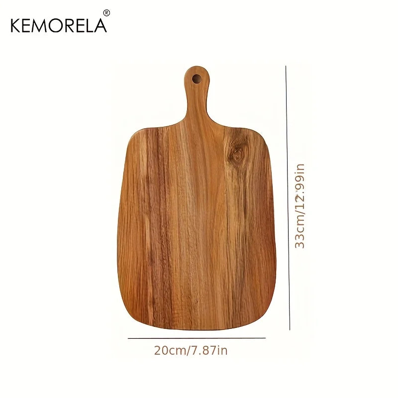 KEMORELA Schneidebrett aus Holz mit Griff für Fisch, Käse, Brot, Dessert, Obst und Gemüse – Langlebiges und Elegantes Design