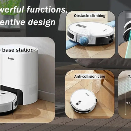 Arnagar Smart Home Robot Vacuum Cleaner and Floor Washer with Automatic Emptying, App Control, 12000Pa, VSLAM, 5200mAh, Low Noise for Carpet Cleaning