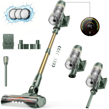 Laresar V12 Aspirapolvere Senza Fili Potente 600W 65000PA, Ricarica Rapida 2H, Batteria Rimovibile e Display Intelligente