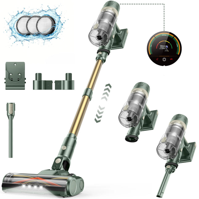 Laresar V12 Aspirapolvere Senza Fili Potente 600W 65000PA, Ricarica Rapida 2H, Batteria Rimovibile e Display Intelligente