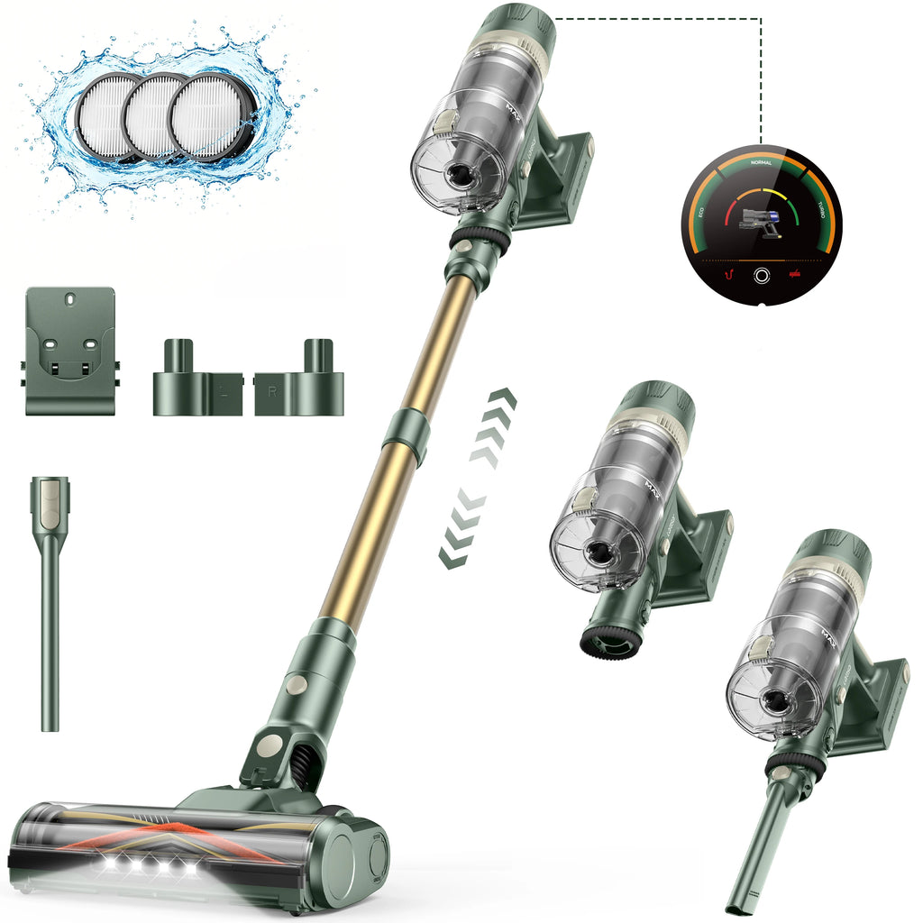 Laresar V12 Aspirapolvere Senza Fili Potente 600W 65000PA, Ricarica Rapida 2H, Batteria Rimovibile e Display Intelligente