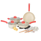 DONNOR 13-teiliges Topf- und Pfannenset, Kochgeschirr-Set, Induktionskochgeschirr-Set, Induktions-Töpfe und -Pfannen-Set, ofenfest JT448
