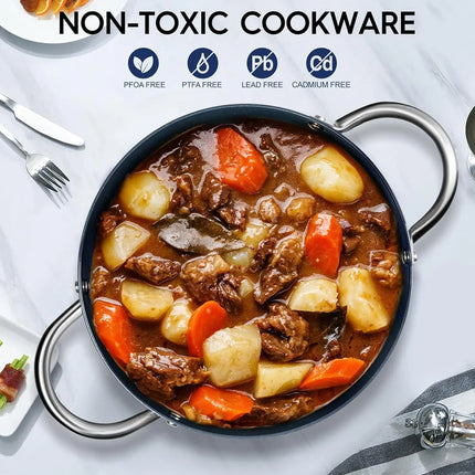MICHELANGELO Pentola antiaderente in ceramica da 6 litri con coperchio - Senza PFAS, adatta al forno e alla lavastoviglie, riscaldamento uniforme per una cottura facile