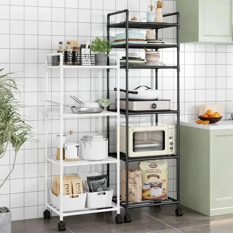 Scaffale da pavimento multistrato da cucina, scaffale da parete integrato rimovibile per uso domestico