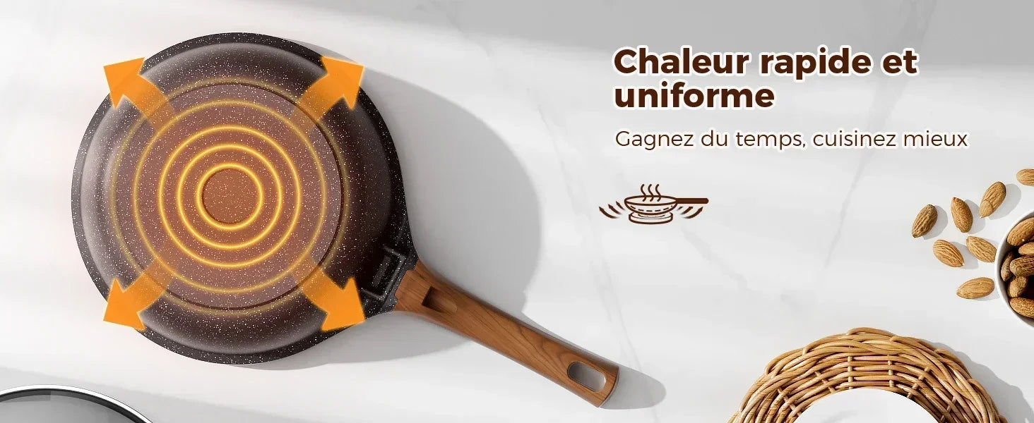 Pentola con coperchio alta 24 cm – Pentola antiaderente in granito, compatibile con piano cottura a induzione