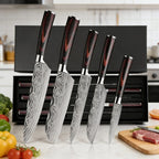 Professionelles 8-Zoll-Kochmesser aus 7CR17-Stahl mit Laser-Damastmuster, Pakka-Holzgriff, Küchenmesser mit Scheide und Geschenkbox