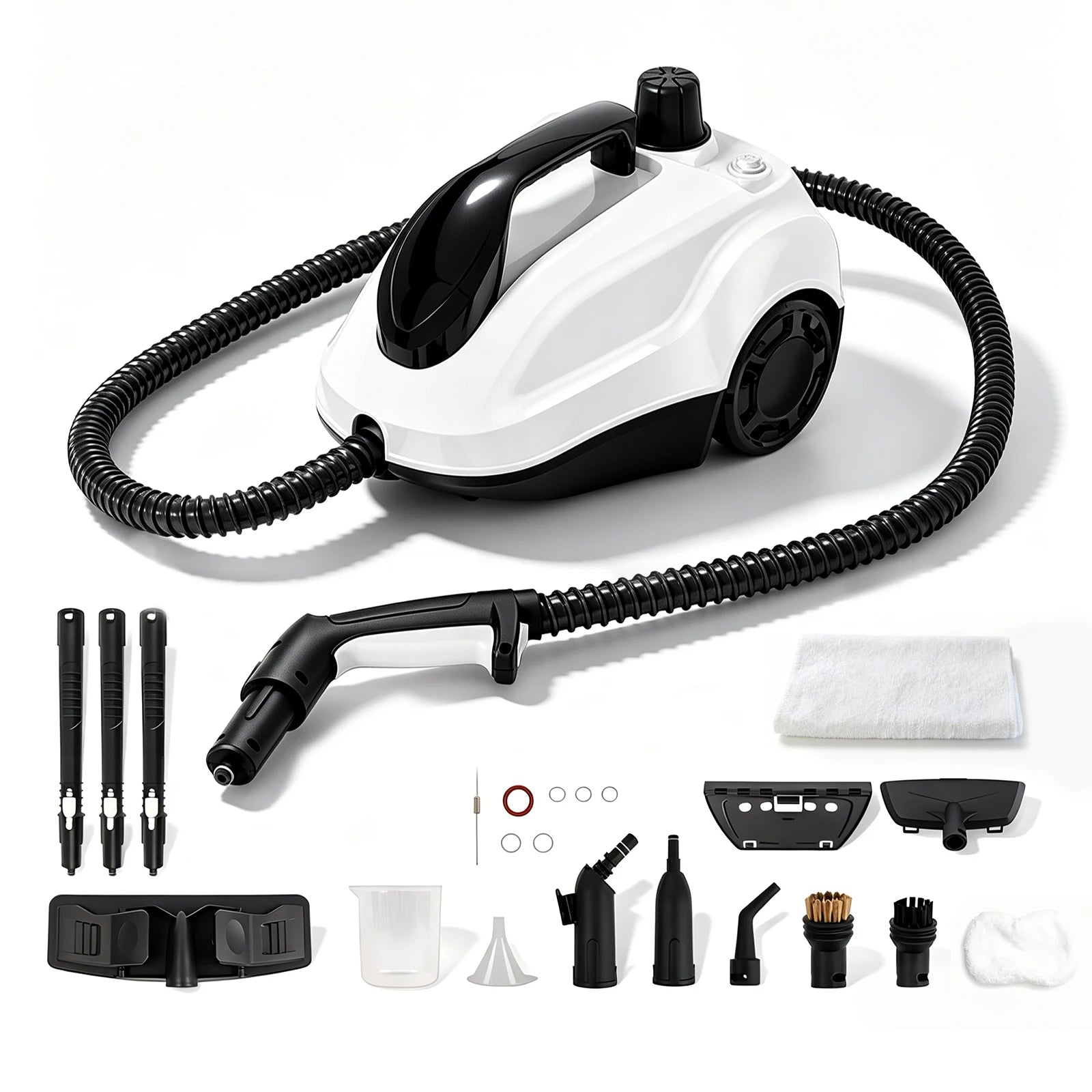 Podofo Dampfreiniger 2000W, 5 Bar Hochdruck, Tragbar mit 2,0L Kessel, Verlängerungsrohren, Dampfgriff, Bodenbürste, Chemikalienfreier Elektrischer Dampfreiniger für Fliesen, Fugen, Fi
