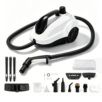 Podofo Pulitore a Vapore 2000W, 5 Bar Alta Pressione, Portatile con Caldaia da 2.0L, Tubi di Prolunga, Impugnatura a Vapore, Spazzola per Pavimenti, Pulitore Elettrico a Vapore Senza Prodotti Chimici per Piastrelle, Fughe, Fi