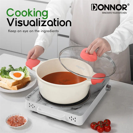 DONNOR Set di 13 pentole e padelle, set di pentole da cucina, set di pentole a induzione, set di padelle e pentole a induzione, utilizzabile in forno JT448