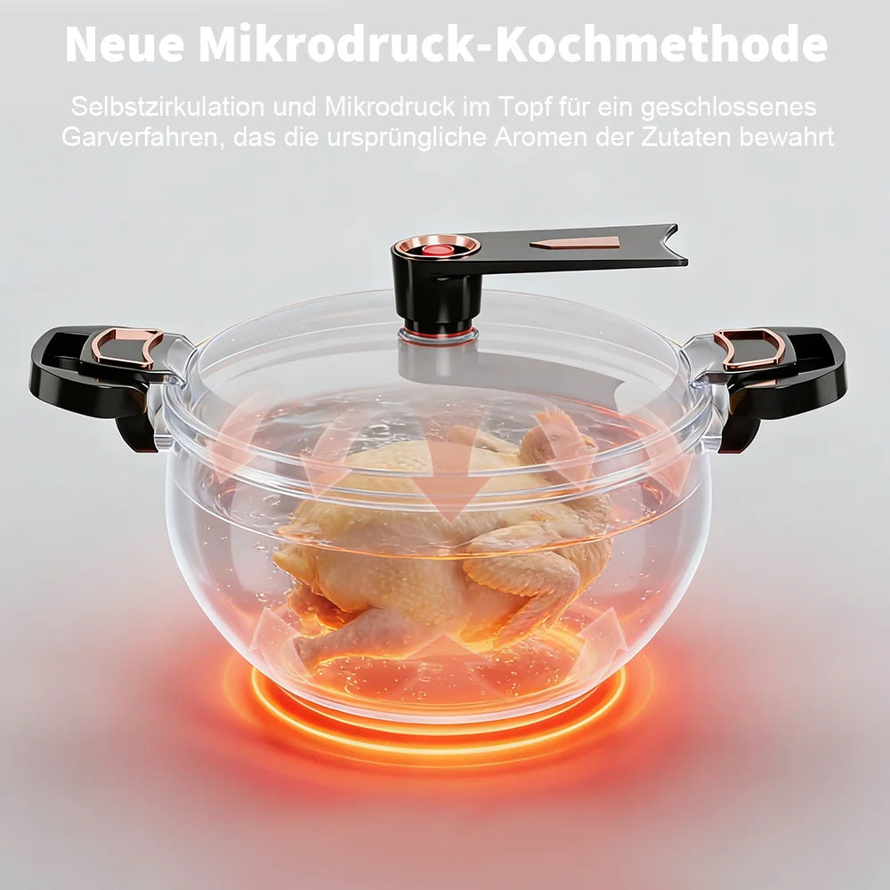 Antihaftbeschichteter 7-Liter-Multifunktions-Mikrodrucktopf für Eintöpfe und Suppen, kompatibel mit Induktions- und Gaskochfeldern