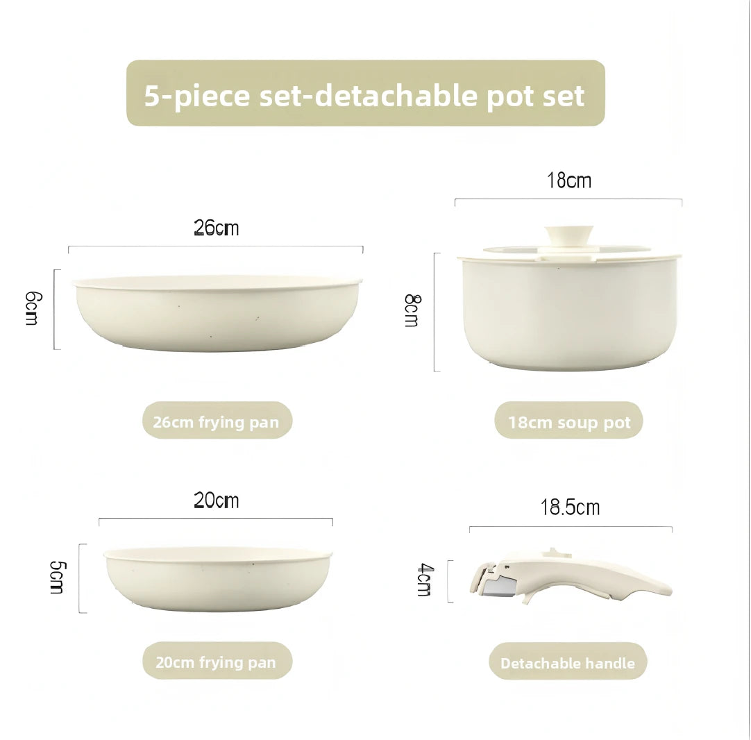 Set di pentole GIYOCA con manici staccabili, antiaderenti in ceramica, senza PFOS e PFOA, adatti per induzione/forno/lavastoviglie, compatibili con tutti i tipi di fornelli, idea regalo per la cucina.