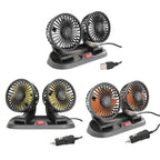 Ventilatore per auto EAFC 5V/12V 360 °   Ventilatore USB a Doppia Testa per Auto, Silenzioso, 2 Velocità Regolabili, Raffreddatore Automatico per Camper, Camion e Accessori Auto