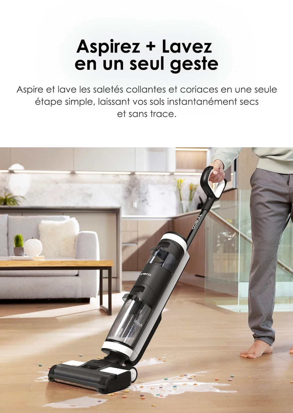 Tineco Floor One S3 Breeze Kabelloser Nass-/Trockensauger mit Wischfunktion, selbstreinigend, intelligentes Haushaltsgerät