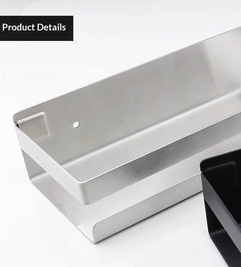 Portaspezie in Acciaio Inox Senza Foratura, Organizzatore da Parete per Cucina e Bagno, Organizzatore per Stoccaggio Domestico
