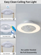 Ventilatore da soffitto da 100W con luce, controllo remoto tramite APP, lampada a LED dimmerabile a 360° °   Luce di sfondo RGB silenziosa girevole a 6 velocità per la casa