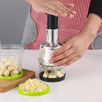 Neuer Knoblauch- und Zwiebelhacker aus Edelstahl, multifunktionales manuelles Küchengerät für die schnelle Zubereitung von Speisen