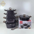 Set di pentole antiaderenti Set di pentole e padelle in granito da 10 pezzi Set di padelle per friggere senza PFOA a induzione Pentole Set da cucina antiaderente pressofuso