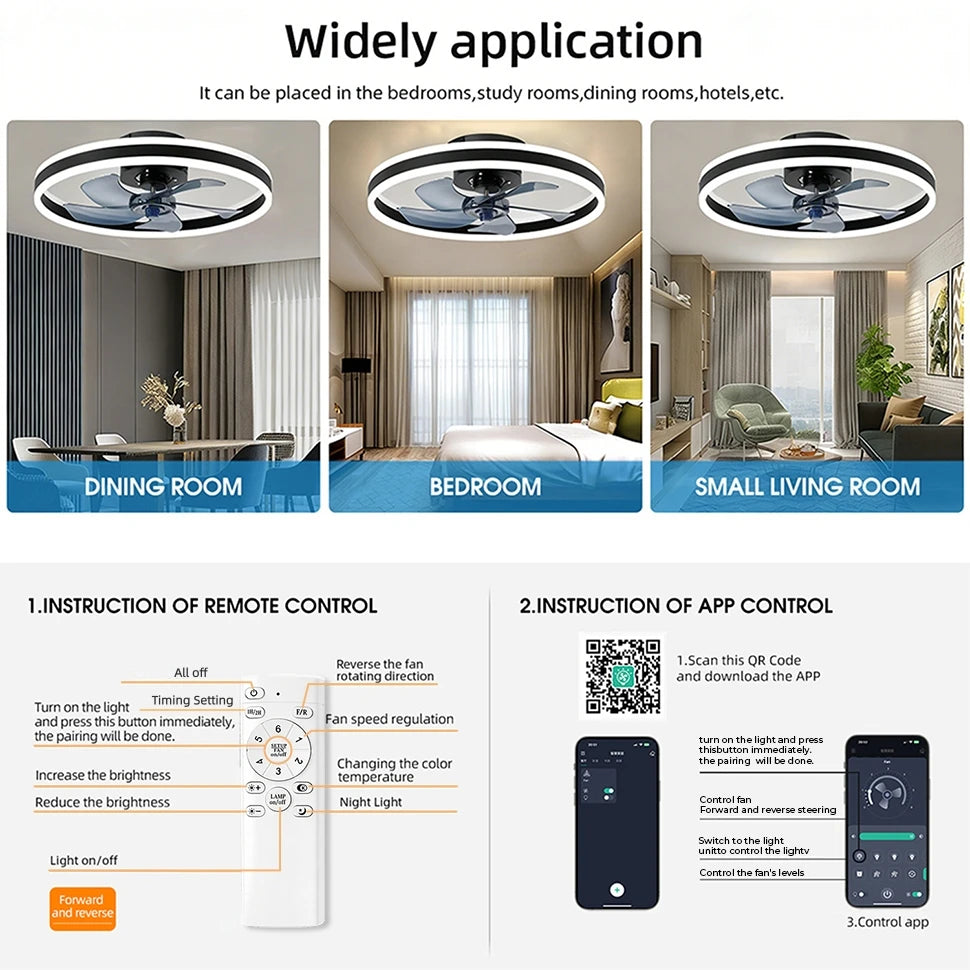 Plafoniera a LED semplice con ventilatore a soffitto Telecomando Acrilico Intelligenza Soggiorno Luce Illuminazione da cucina Ventilatore moderno