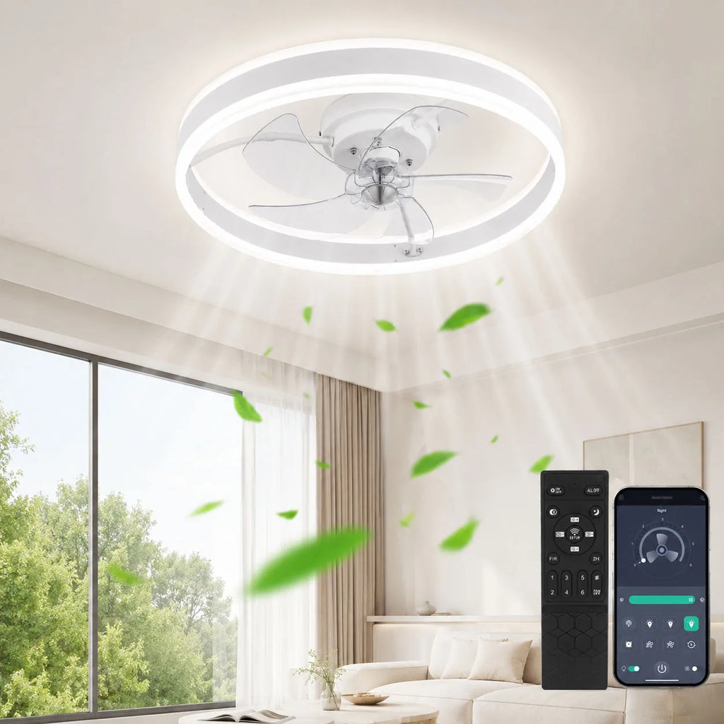 Ventilatore da soffitto con luce LED dimmerabile 50 cm bianco telecomando