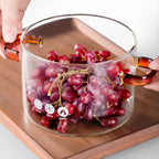 Transparenter Glas-Suppentopf mit Deckel, doppelter Griff, hitzebeständiger Topf für den Hausgebrauch bei hohen Temperaturen