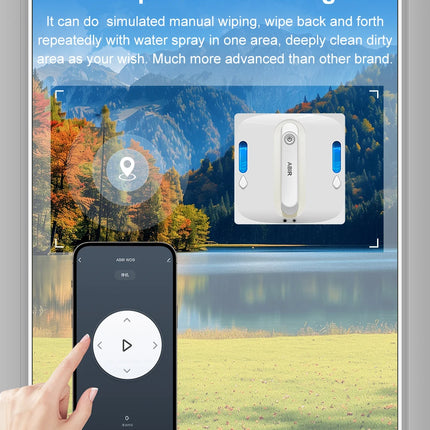ABIR WD9 Window Cleaning Robot, 4-Way Water Spray, Floating Scraper Technology, Laser Sensor, 9000PA Vacuum Suction, Intelligent Memory