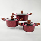 DONNOR Set di Pentole 6/15 Pezzi Pentola per Zuppa Antiaderente Pentola per Stufato con Coperchio in Vetro Pentole per Cappotto Sano in Granito per Stufe da Cucina Universali