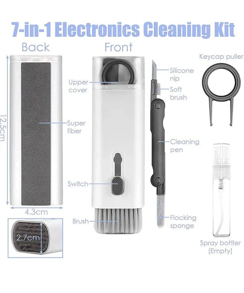 7 in 1 kit spazzola per pulizia tastiera computer penna per pulizia auricolari per auricolare strumenti per la pulizia della tastiera kit estrattore per copritasti detergente