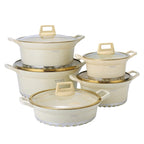 DONNOR 10PCS Set di Pentole a Induzione Lavabile in Lavastoviglie Pentole Antiaderenti con Coperchi in Vetro per Zuppa di Pasta Stufato JT528