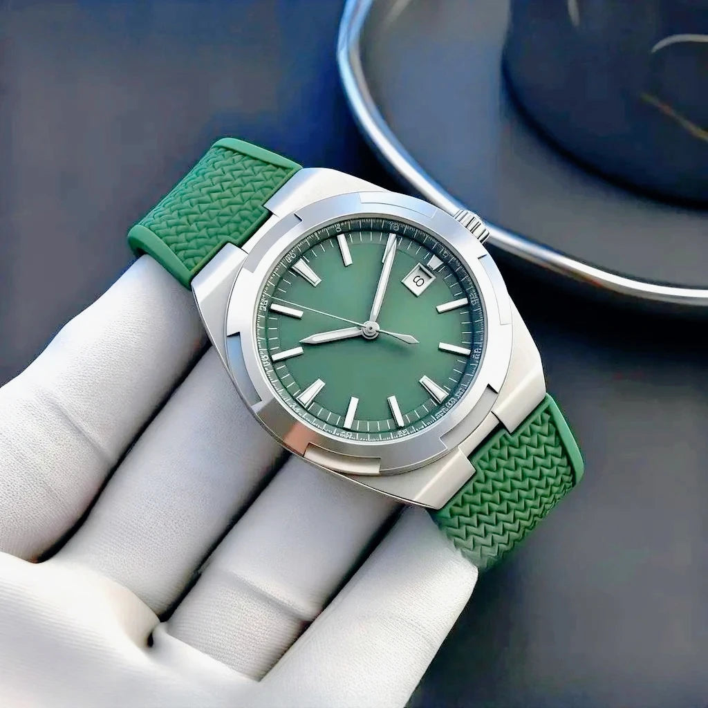 Moderne und elegante Herren-Sportuhren mit automatischem mechanischem Uhrwerk, präzisem und zuverlässigem Uhrwerk, internationalem Reise-Stil, schwarzem und blauem Zifferblatt