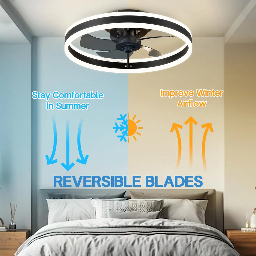 Ventilatore da Soffitto LED Nordico da 50CM con Luce, Apparecchio di Illuminazione in Acrilico, Ventilatore Elettrico Silenzioso e Rinfrescante con Timer per Uso Domestico