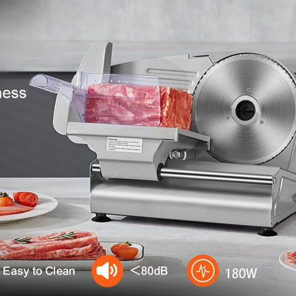 SucceBuy Affettatrice per carne Affettatrice elettrica per alimenti Deli con lame in acciaio inossidabile SUS 420, spessore regolabile per uso domestico