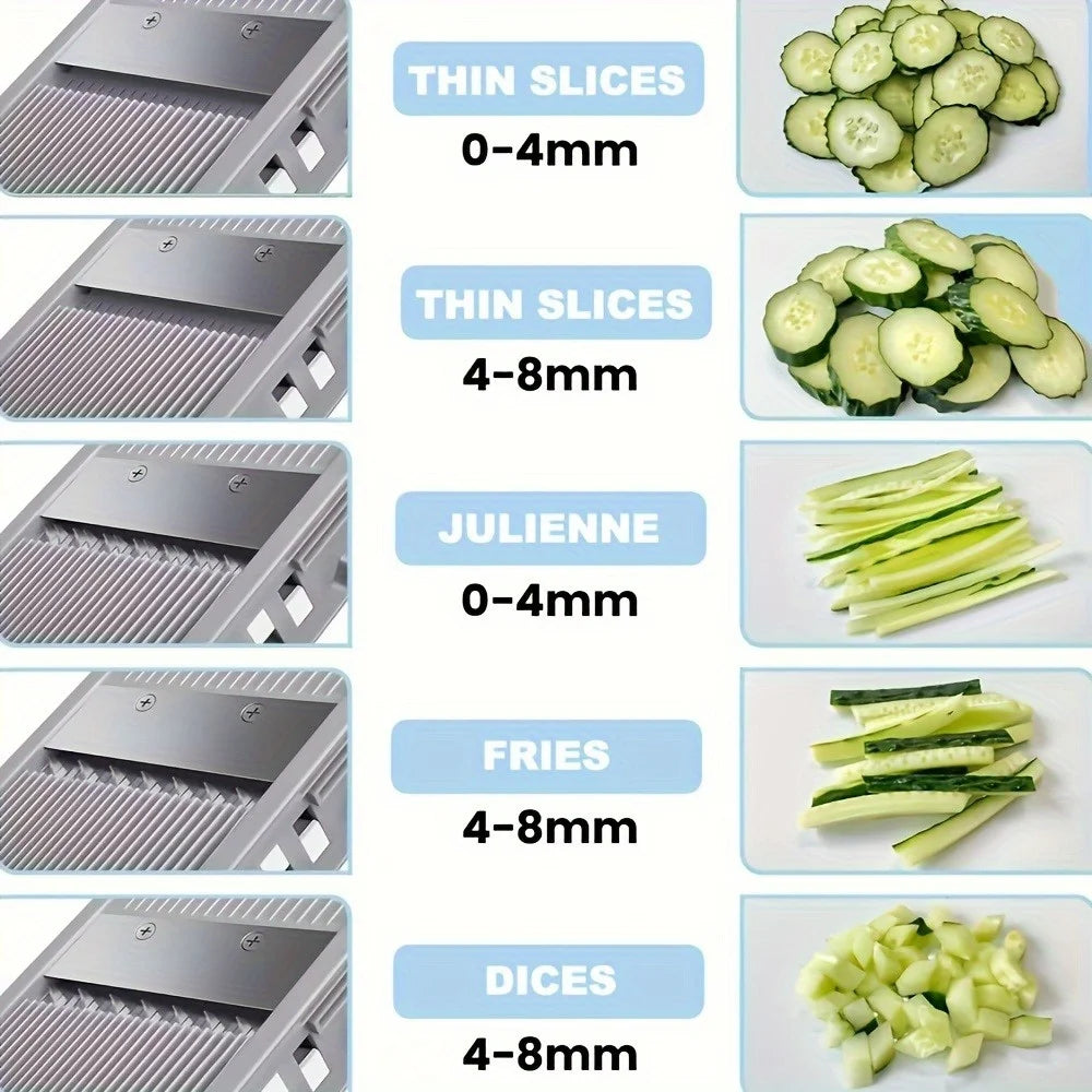 Gemüseschneider, Küchenzubehör, verstellbarer Obst- und Gemüsehobel mit 4 Schneidemodi, Julienne-Küchenhelfer