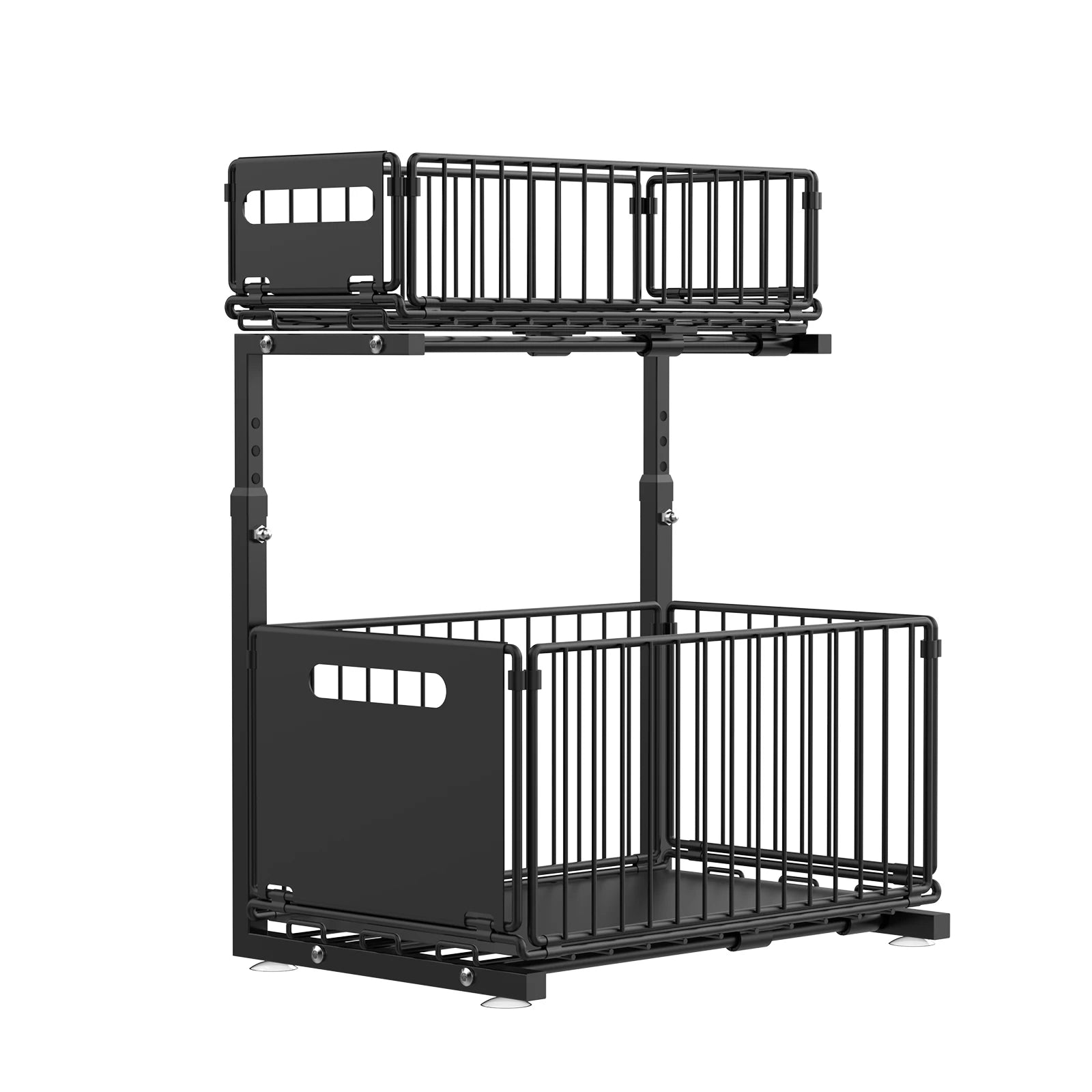 Organizzatore Estraibile a 2 Livelli con Cassetti Scorrevoli, Altezza Regolabile, Scaffale Sottolavello per Cucina e Bagno