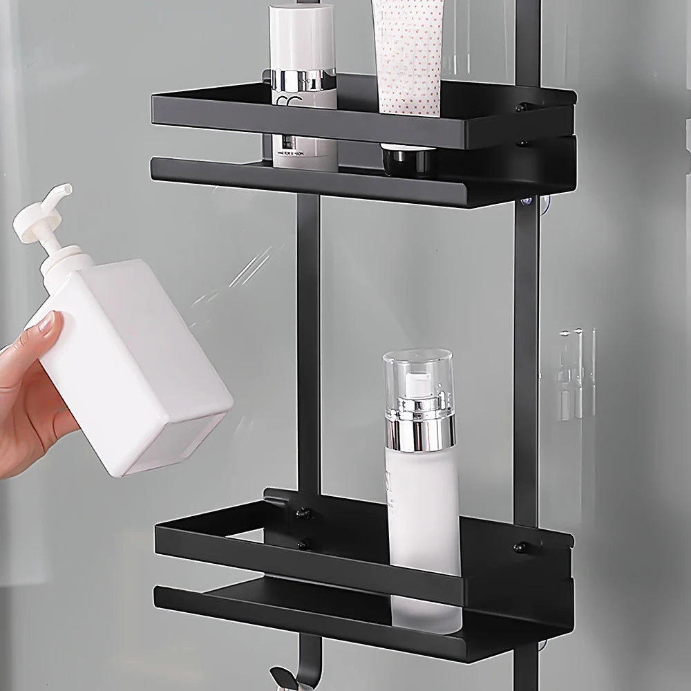 Duschregal zum Aufhängen, Shampooflaschenhalter, Seifenhalter, keine Bohrungen erforderlich für die Dusche, Badregal, Badzubehör