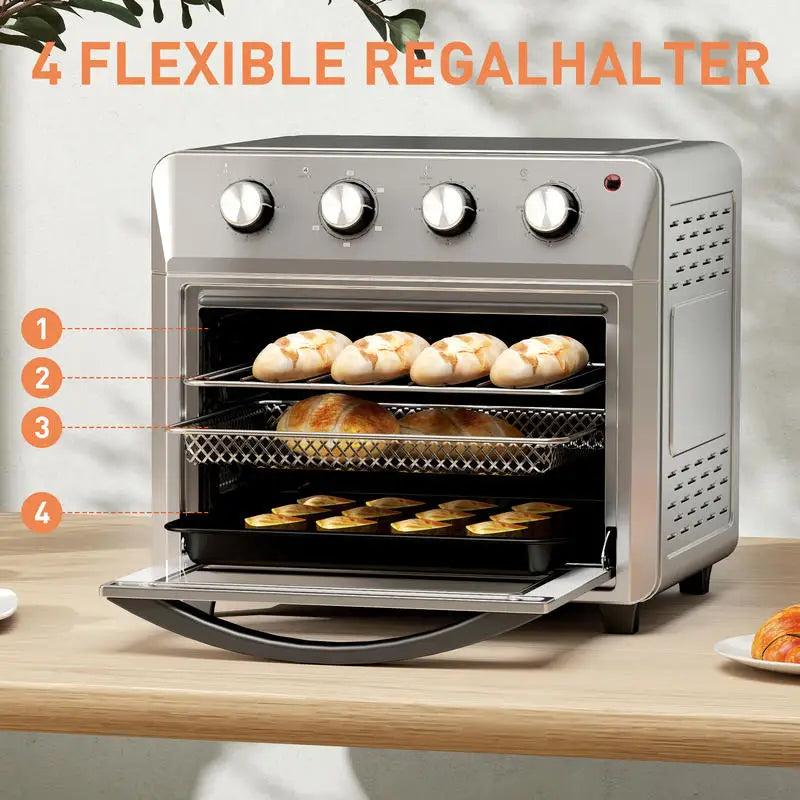 Mini Forno con Funzione di Frittura ad Aria Calda, 1600W, Timer 60 Min
