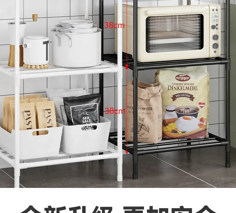 Scaffale da pavimento multistrato da cucina, scaffale da parete integrato rimovibile per uso domestico
