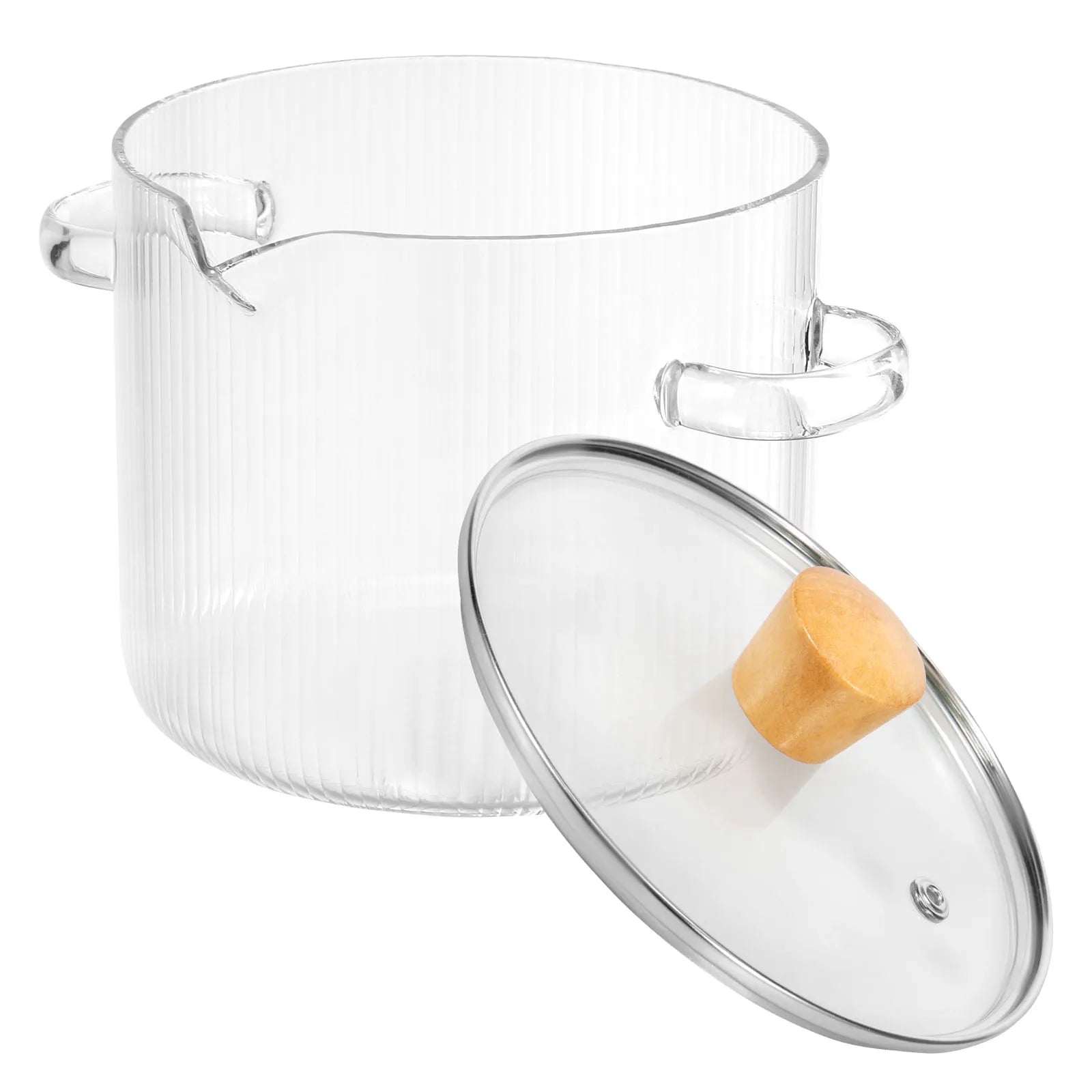 1,6/2,3L Glas Kochtopf mit Deckel Glaskessel Müsli Schalen Kochtopf Transparenter Borosilikatglas Suppentopf