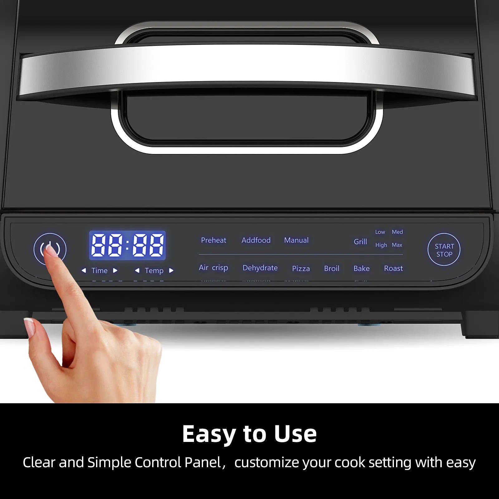 Friggitrice ad aria calda 8 in 1, 6 litri, 1700 W, nera, acciaio inossidabile