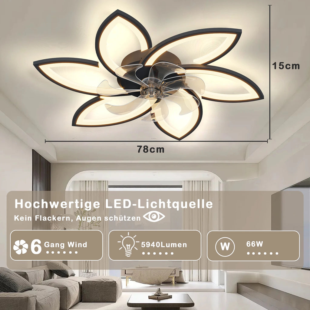 Ventilatore da soffitto a LED con luce, plafoniera con ventilatore, ventilatore da soffitto silenzioso e reversibile