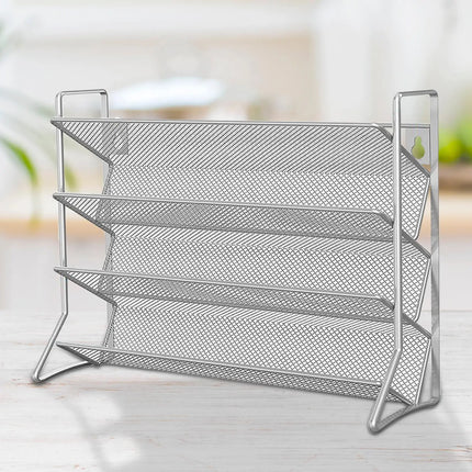 Scaffale portaspezie multiuso a 4 ripiani, robusto espositore da appoggio per condimenti, a parete, scaffale salvaspazio in filo metallico