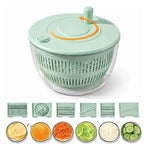 7-teiliges multifunktionales Salatschleuder-Set, Gemüsewascher, Gemüsehacker, Gemüseschneider, Reibe, Salatschüssel mit Deckel, Küchenhelfer