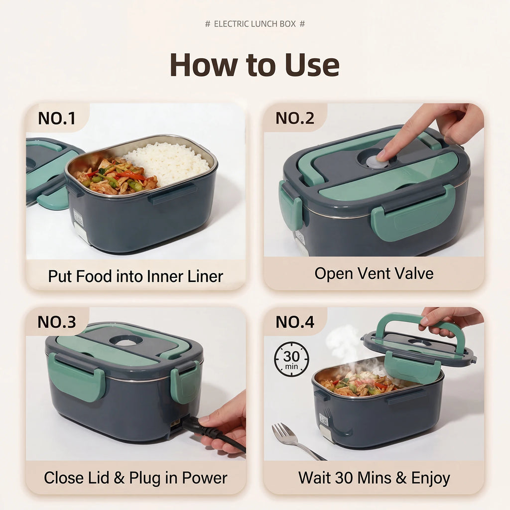Podofo Scaldavivande Elettrico Portatile 1.5L 60W, Doppia Alimentazione per Casa, Auto, Ufficio, Pendolari, Conducenti, Camionisti