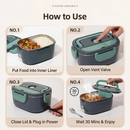 Podofo Scaldavivande Elettrico Portatile 1.5L 60W, Doppia Alimentazione per Casa, Auto, Ufficio, Pendolari, Conducenti, Camionisti