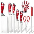 9-teiliges Küchenmesser-Set mit Messerblock, Hohlgriff, Edelstahl, scharfe Kochmesser, für Zuhause, Küche, Restaurant, Geschenkidee